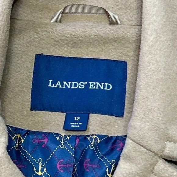 Lands End Double Breasted Peacoat Size:12 Wool Cashmere Blend - Picture 3 of 5